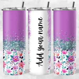 Purple Floral Skinny Tumblers